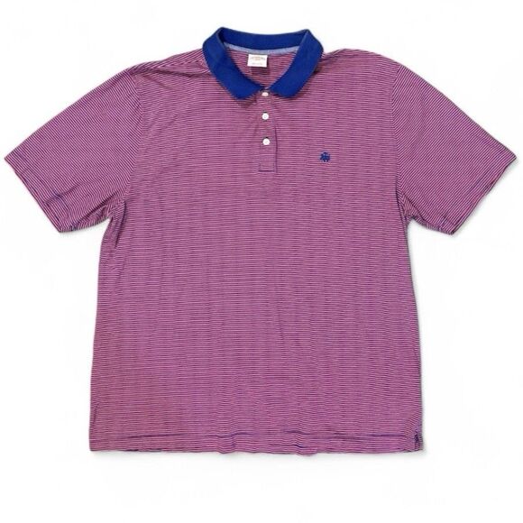BROOKS BROTHERS Striped Polo Shirt VTG Sz XXL Pink/blue 1818 Embroidered Logo - Picture 1 of 8